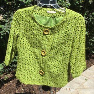 Zoe D Eyelet Oliver Green Lace Jacket